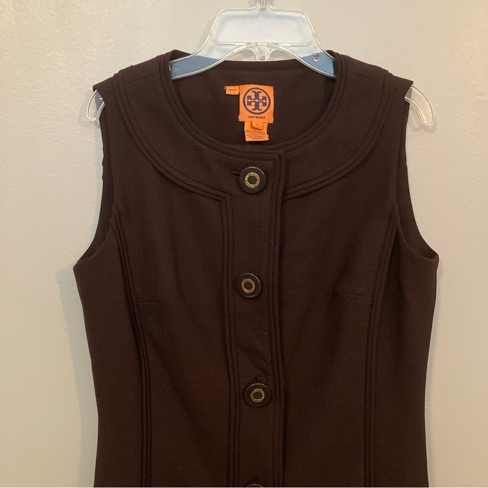 Tory Burch Donell Button-Up Sheath Dress - Brown - Picture 3 of 10